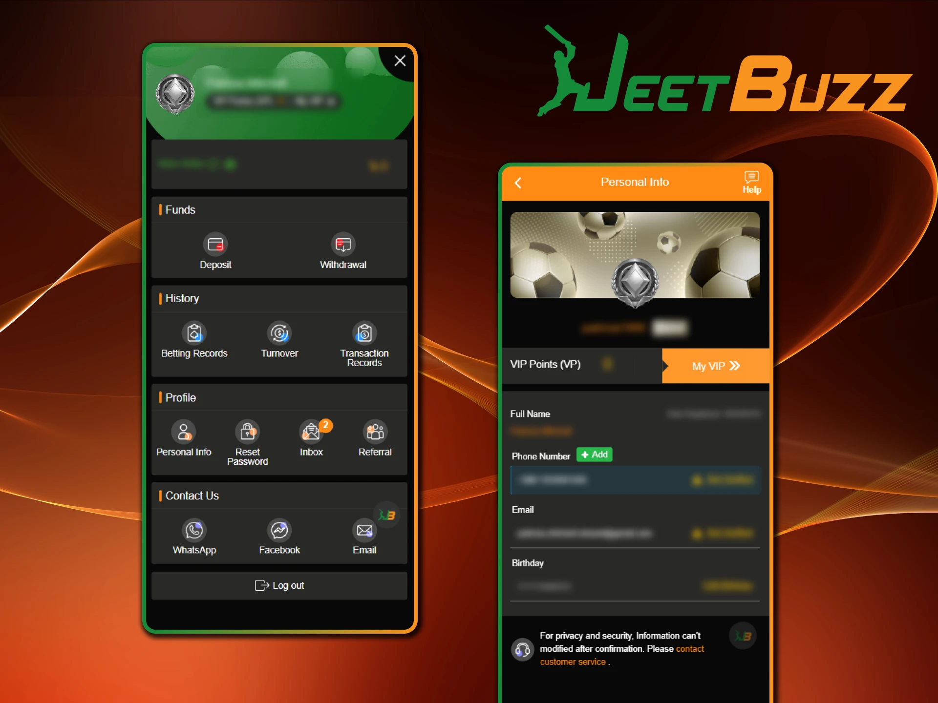 Manage your account settings with ease on Jeetbuzz app.