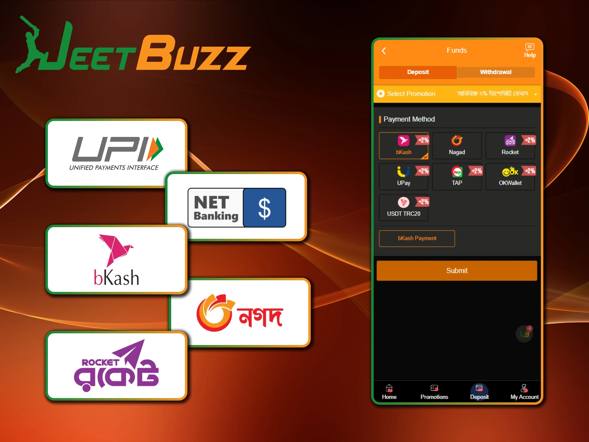 Jeetbuzz app supports various secure payment methods in Bangladesh.
