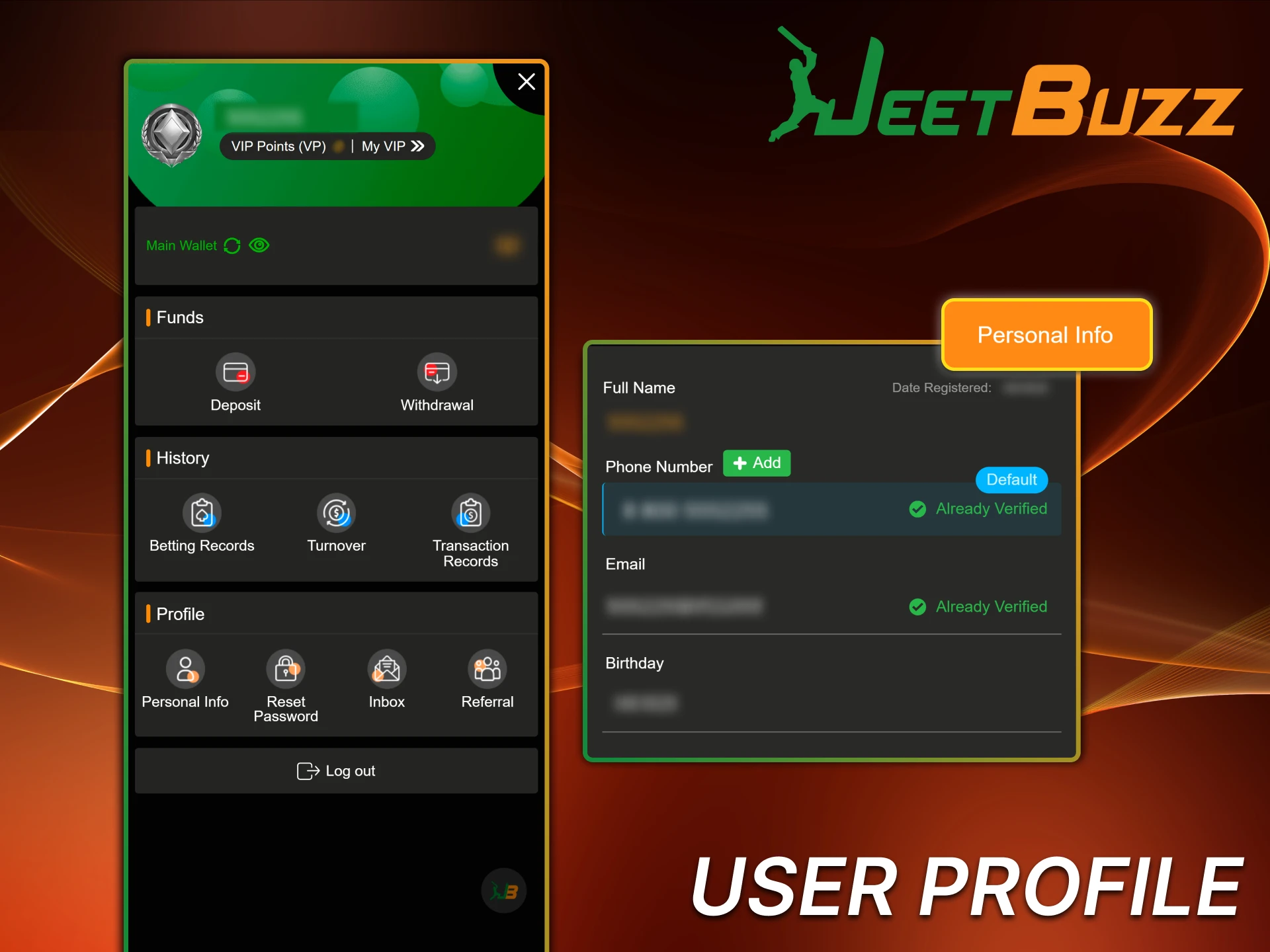 Manage your account settings with ease on Jeetbuzz app.